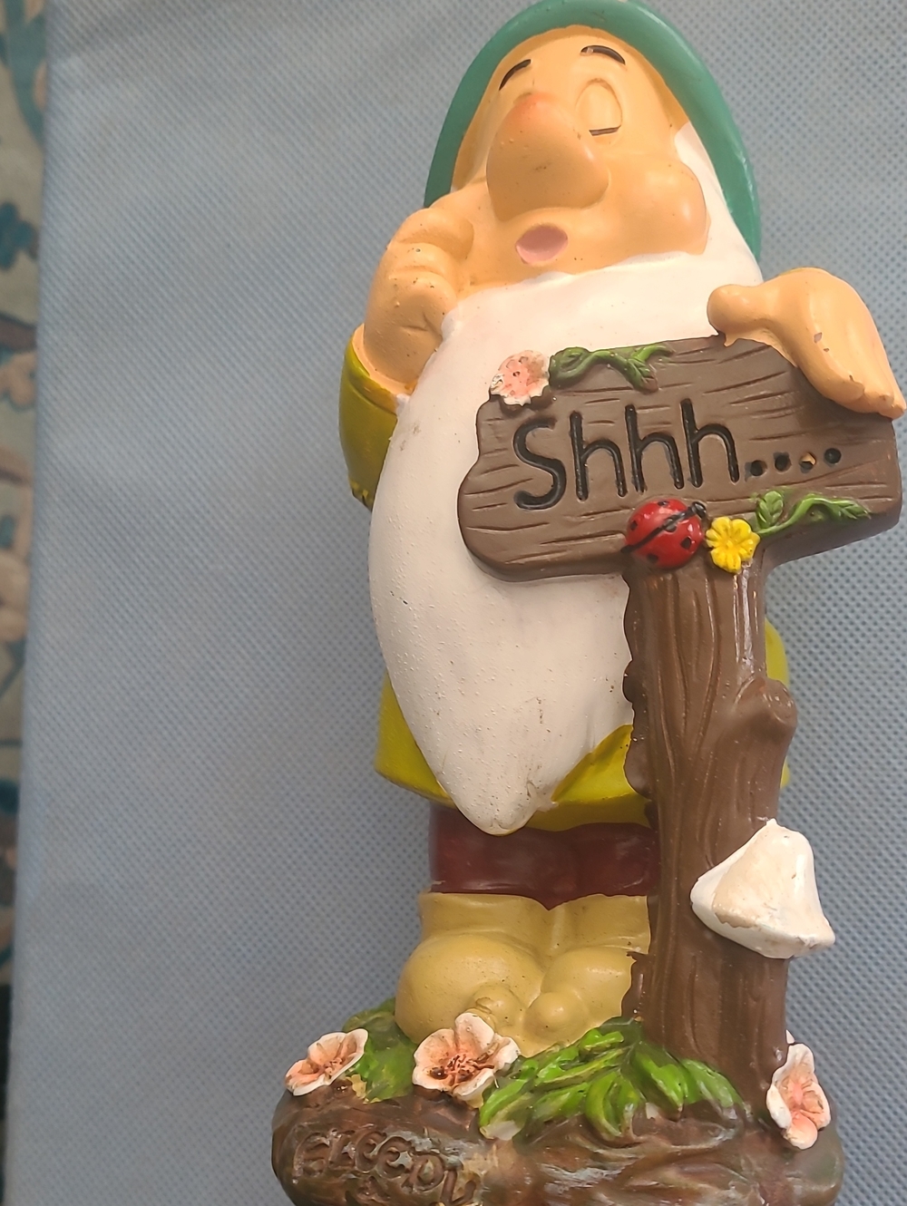 Disney Yellow-Hat Gnome Figurine with White Beard and Green Hat